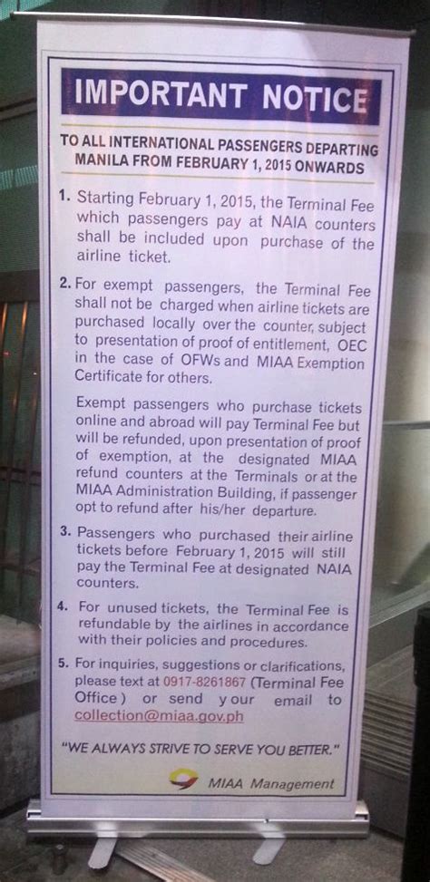 naia terminal fee for international flight|philippines exit fee.